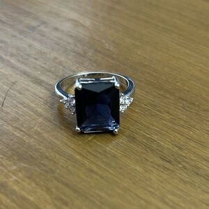 Emerald Cut Sapphire Ring 925